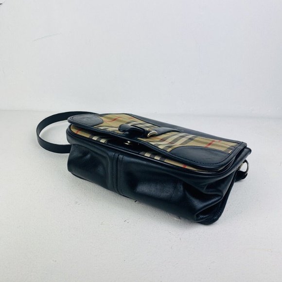 Burberry Vintage Beige and Black Nova Check Leather Logo Shoulder Handbag - Picture 6 of 12